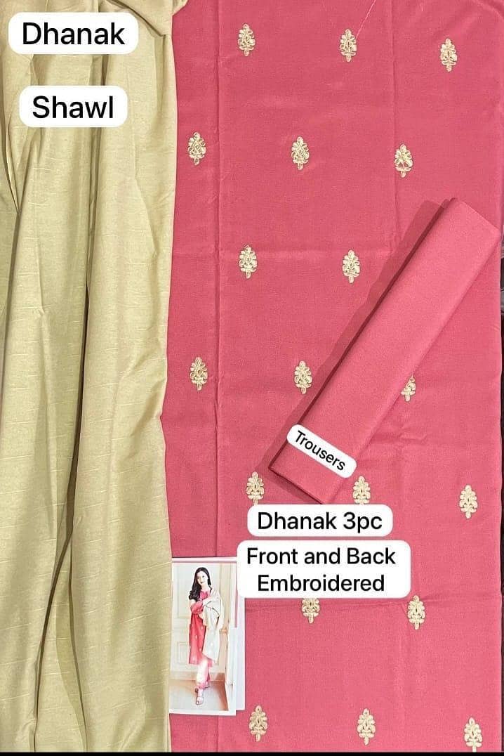 Women's Embroidered Pink Suit Set - 3 Pcs with Cut Work Neckline 1