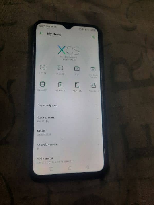 infinix Hot 11 play Ram 4 Rom 64 3