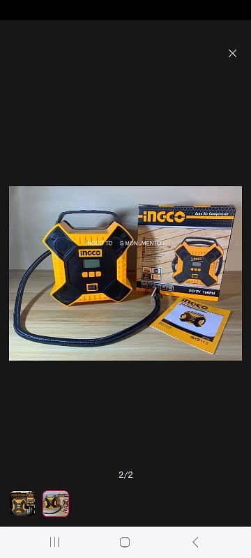 Air Compressor for car tyres 12 volt Ingco 0