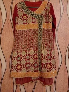 Red gharara dress 3pcs