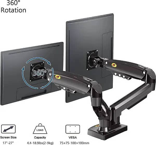 North Bayou Dual Monitor Desk Mount Stand 2 Computer LCD LED Screen 1