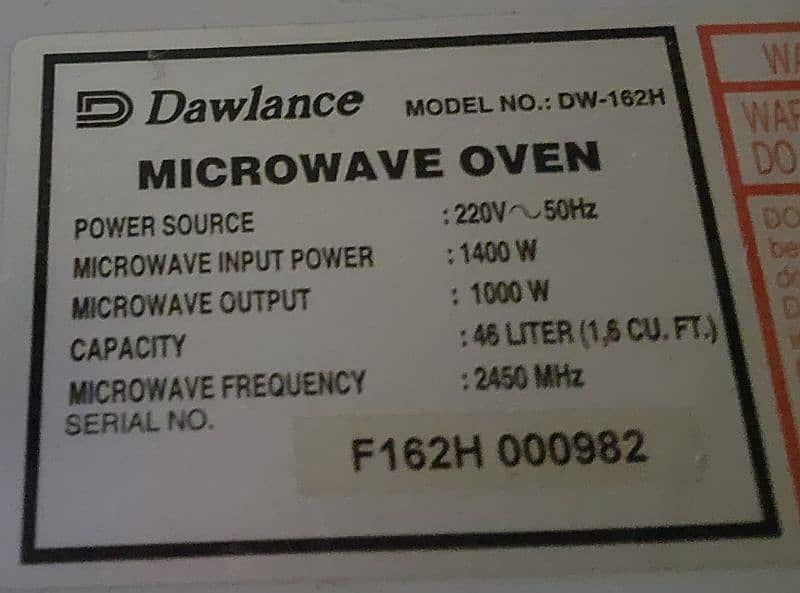 Dawlance 46 Litre Microwave DW162H 3