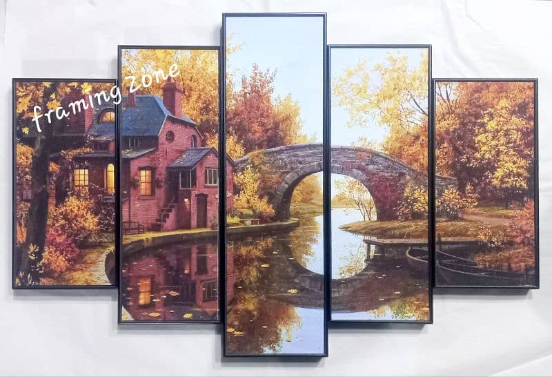 Scenery painting, Abstract art painting Hand-made 5pcs set wall Frame 4