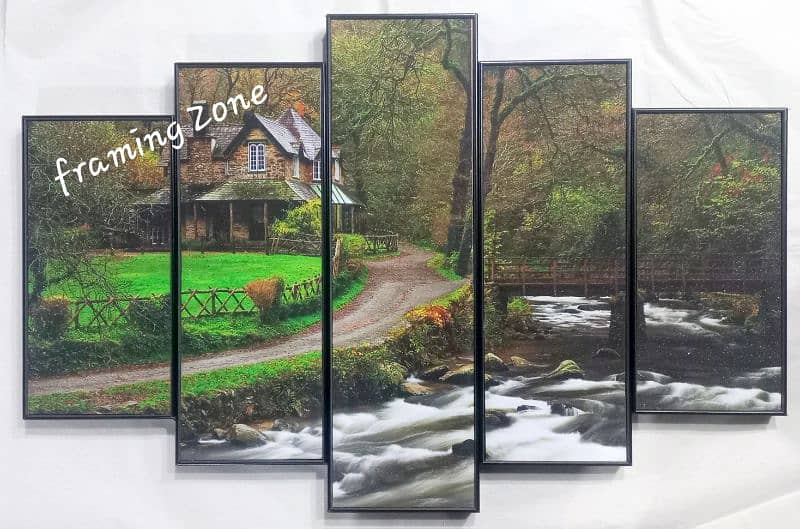 Scenery painting, Abstract art painting Hand-made 5pcs set wall Frame 5