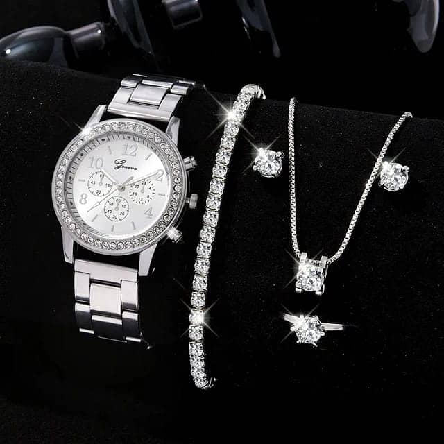 5 Piece set Fashion Women Quartz Watch Wristwatch Jewelry Set 19