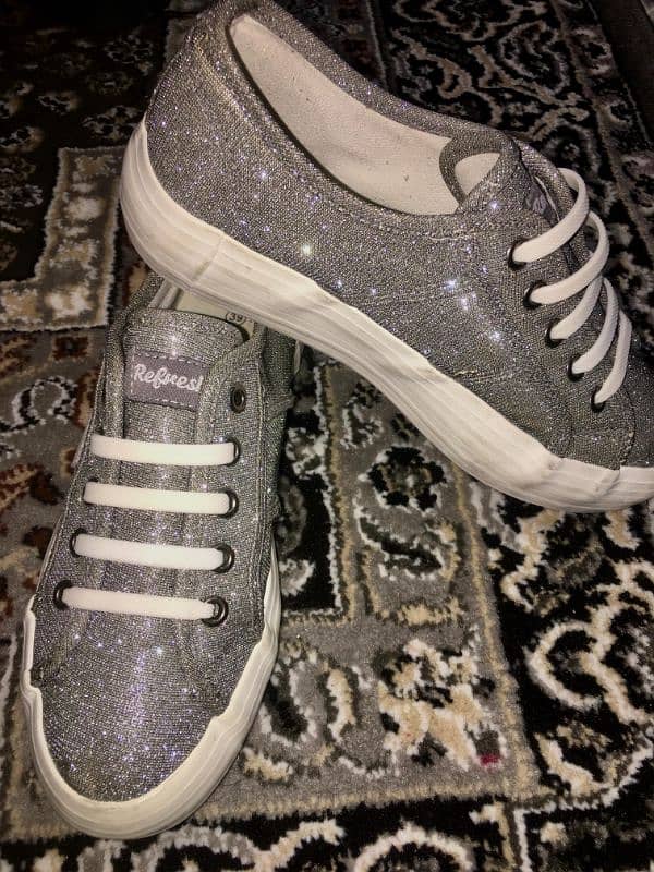 Women fashion sneakers | silver glitter sneaker | 2