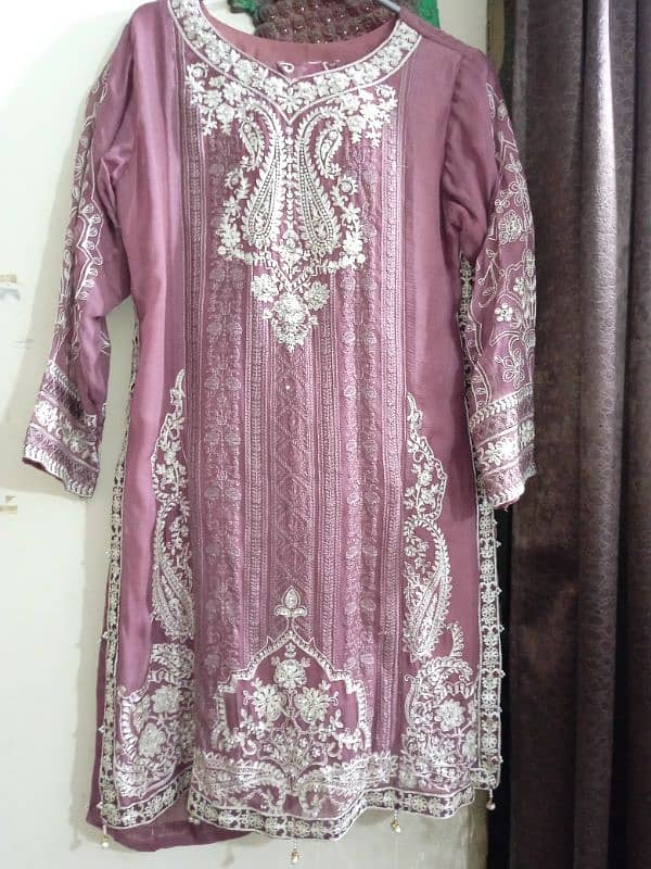 Pastel pink color with white embroidery 0