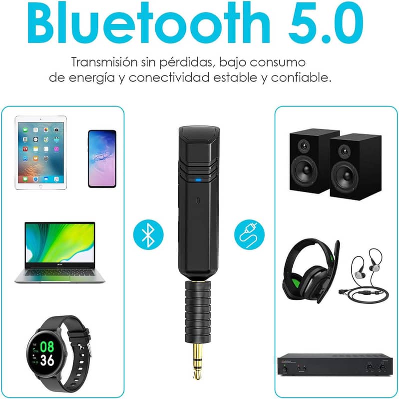 Wireless Bluetooth Audio Adapter with Aux Output, 3.5 mm, Built-in Mic 3