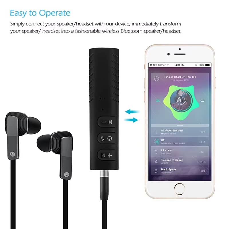 Wireless Bluetooth Audio Adapter with Aux Output, 3.5 mm, Built-in Mic 6