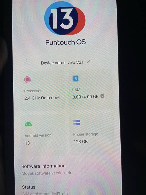 Vivo V21 8+4 RAM 128 STORAGE DUAL SIM OFFICIAL PTA APPROVED 8