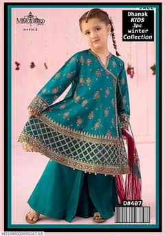 3Pcs girl,s Dhanak Embriodered Unstitcheddar suit  age 11 -12 year