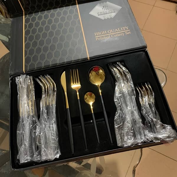 new 24 pcs premium stainless steel dining cutlery set for urgent sale 0