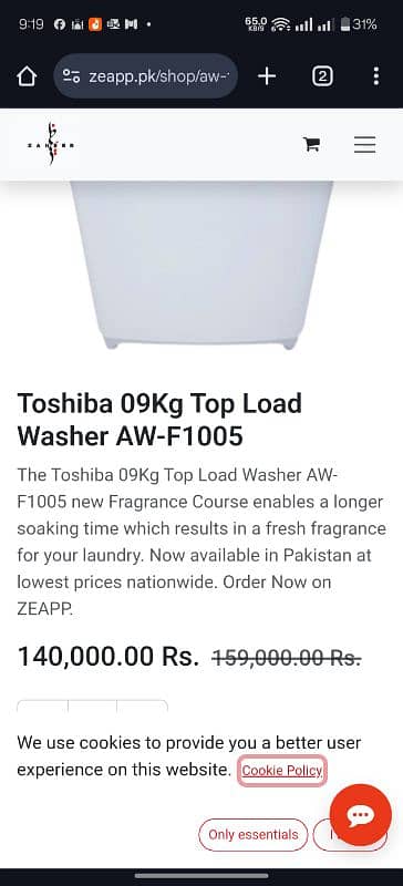 Toshiba 9kg Fully Automatic Working Good 1