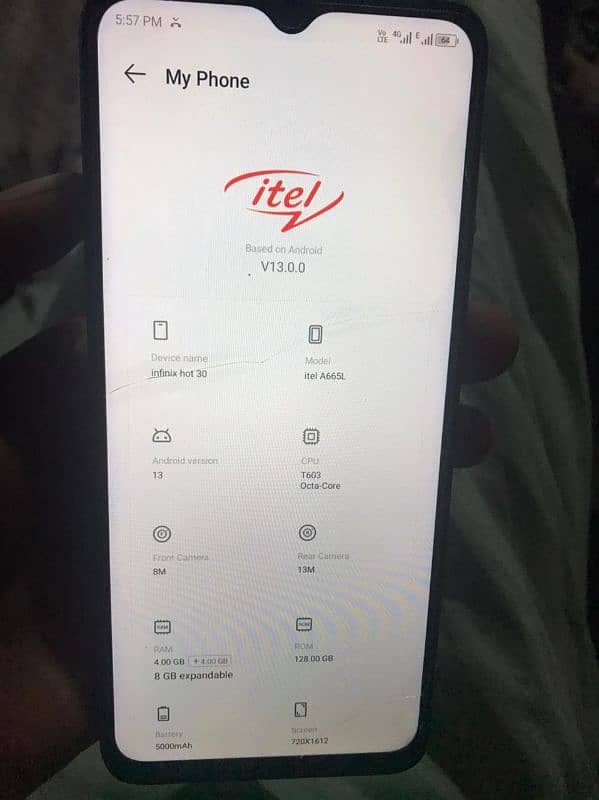 itel A70 8+4ram 128only phone exchange possible 6