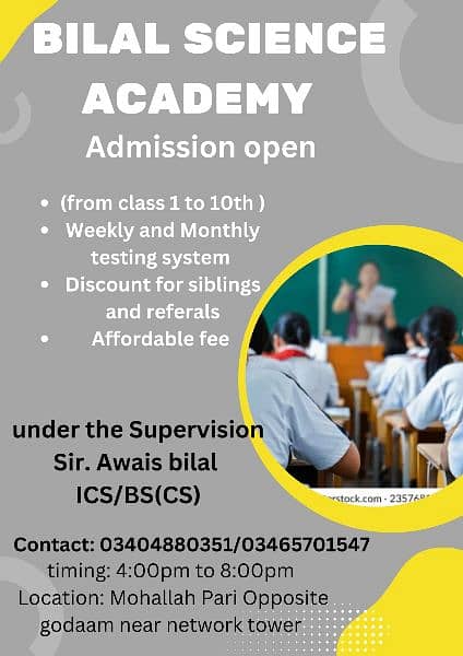 Bilal science academy (1 to 10th)and home tuition 1