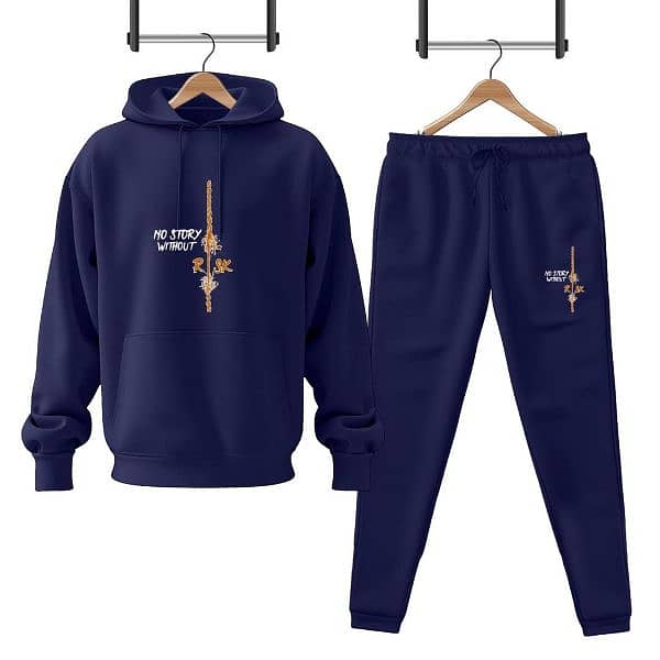 Man/woman fleece printed hoodie's tracksuit set of 2 pcs 1