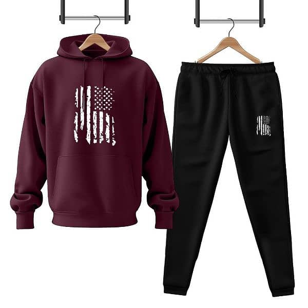 Man/woman fleece printed hoodie's tracksuit set of 2 pcs 18