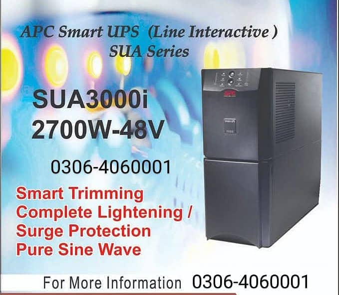 Online APC UPS 3Kva 2700watt, 10kva, 20kva pure Sine wave 7