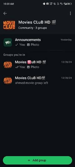 Movie group 150/- per month old new demanding