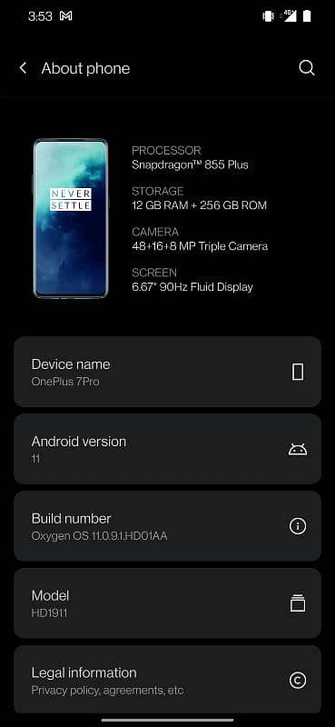 ONE PLUS 7pro 12 256. . 855 snapdragon 4