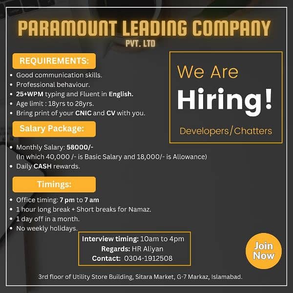 We are hiring CSR ( chatters / developers ) 0