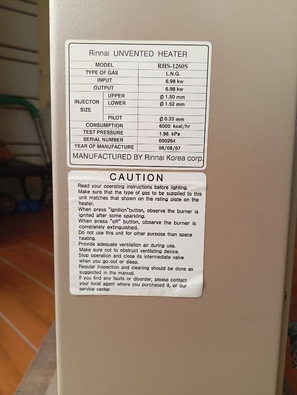 Rinnai RHS 1260s Gas Heater 5