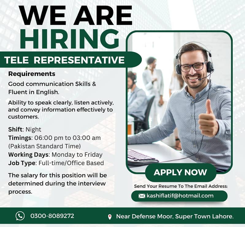 Call center jobs| jobs in Lahore| Tele Represent job| job available 0