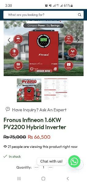 Fronus pv 2200 Infenion Reborn 1800 watt 12