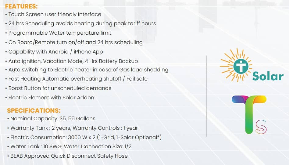 Tesla Smart XGEN 35 55 Gallons Solar Hybrid Geyser with Wifi Iot Based 2