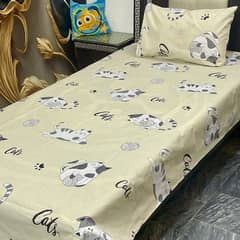 Cotton Printed Single Bedsheet-2 Pcs In Vibrant Yellow