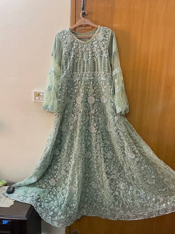 Pista Green Party Wear Maxi For Sale 2