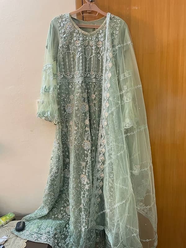 Pista Green Party Wear Maxi For Sale 3