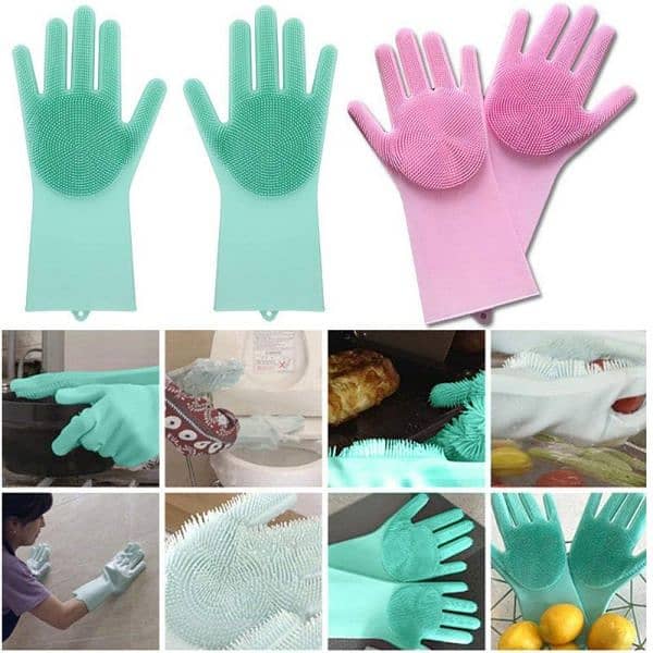 SILICONE WASHING GLOVES PAIR 3