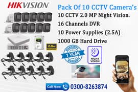 10 CCTV Cameras Pack (1 Year Warranty)