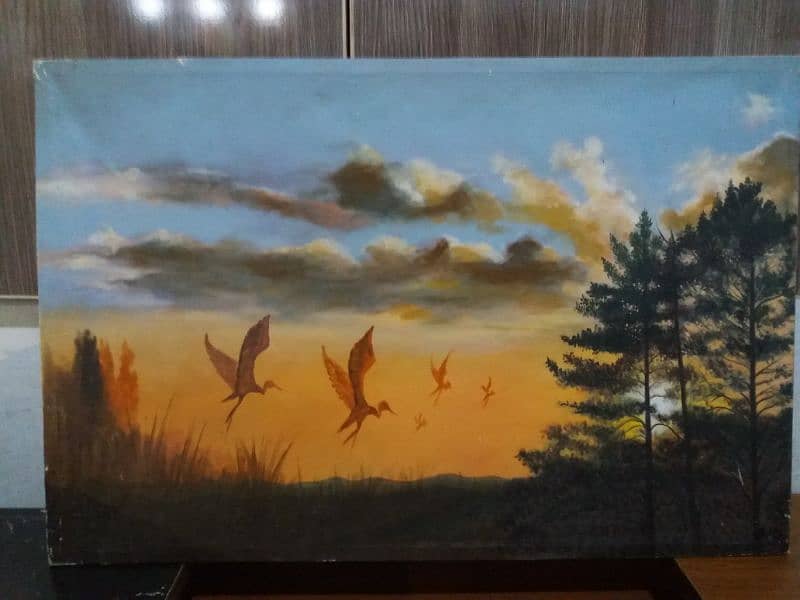 2 landscape acrylic paintings. 1