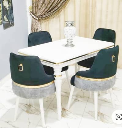 wooden dining set/6 seater luxury dining/marble top table/wooden chai ...