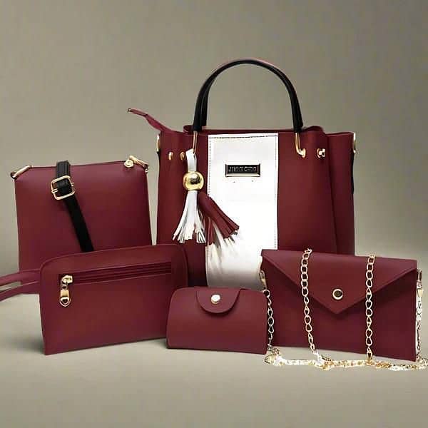 pu leather handbags set 5pcs 2