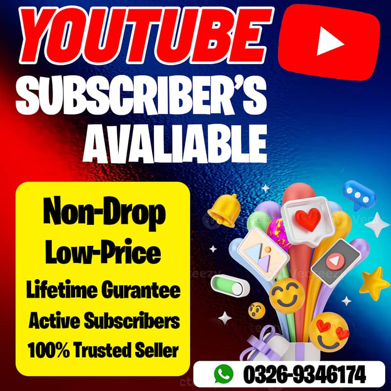 Non-Drop/Active Youtube Subscribers Avaliable 0