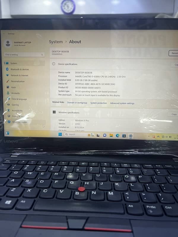 Lenovo laptop i5 6gen 8/256Gb 3