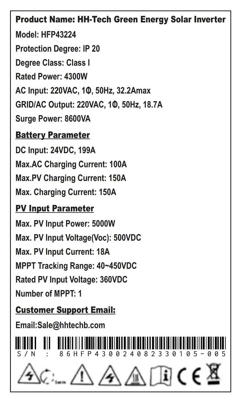 Solar Hybrid Inverters 3.3kW to 12kW HH-Tech 6