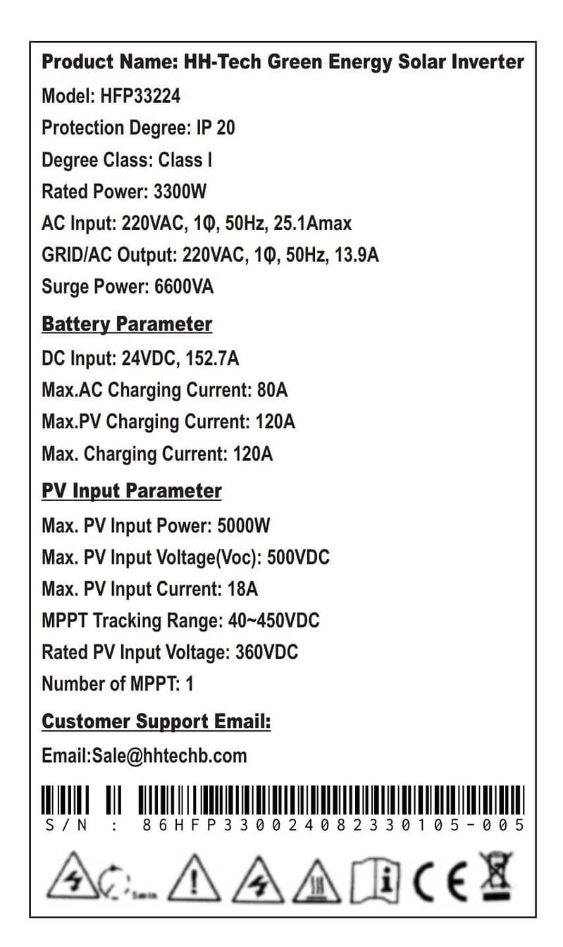 Solar Hybrid Inverters 3.3kW to 12kW HH-Tech 8