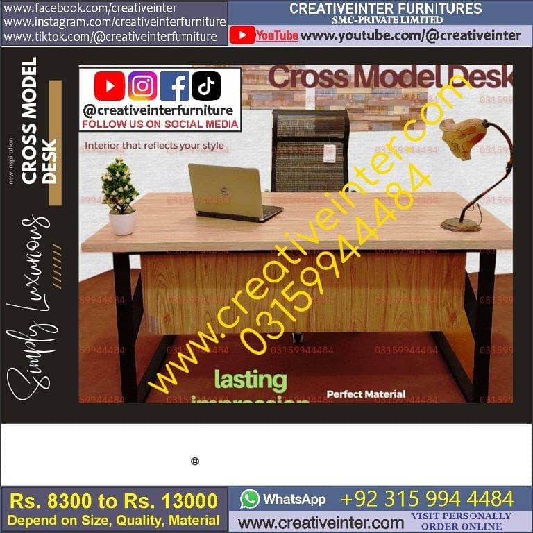 Study Desk Chair CEO Table Reception Counter Manager Workstation 3