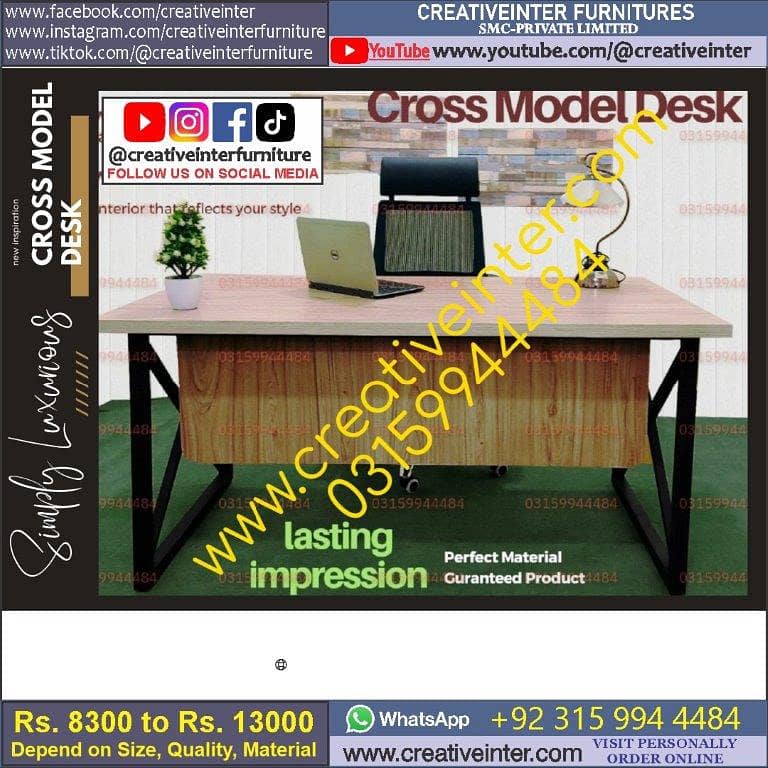 Study Desk Chair CEO Table Reception Counter Manager Workstation 4