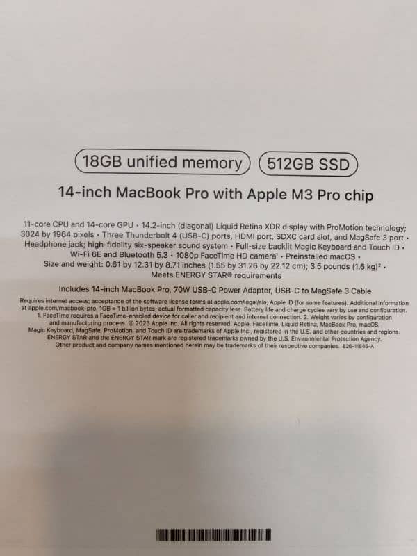 MacBook Pro 14-inch MRX33 M3 Pro chip 0