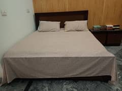 Wooden King Bed 72*80 Inch. 3 side tables. One mattress