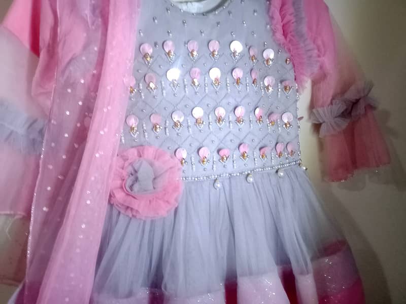 Long frock for 10 to 11 year old girl in grey and pink 1