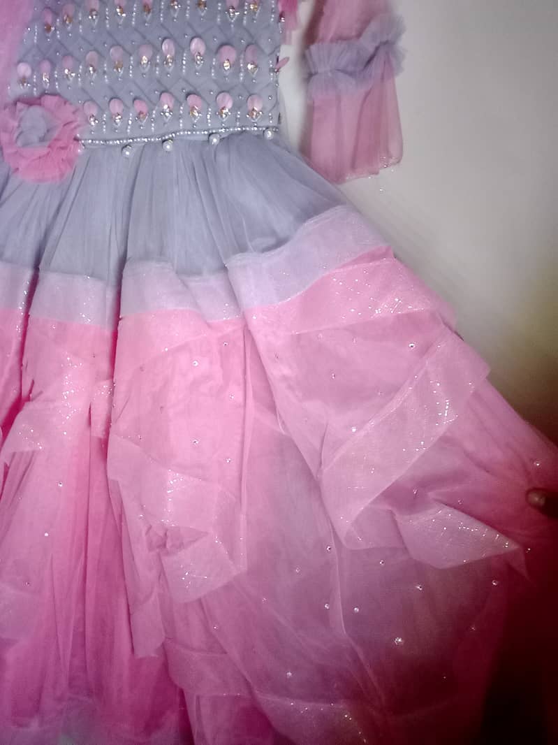 Long frock for 10 to 11 year old girl in grey and pink 2