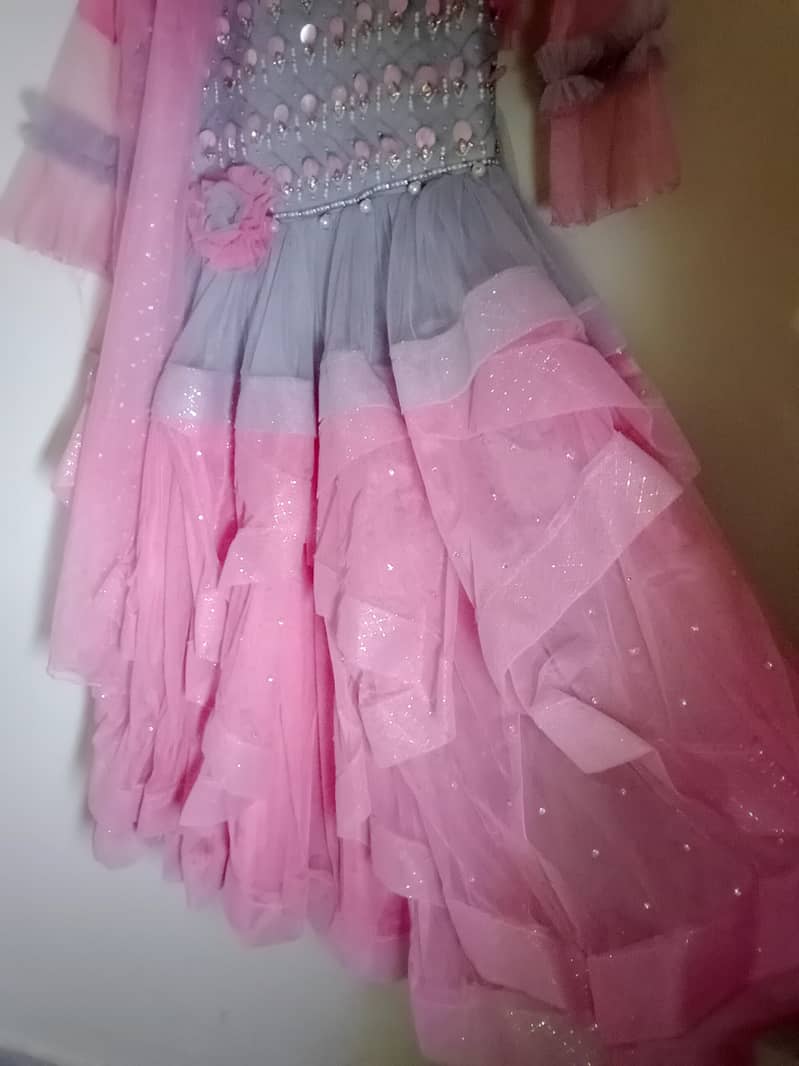 Long frock for 10 to 11 year old girl in grey and pink 3