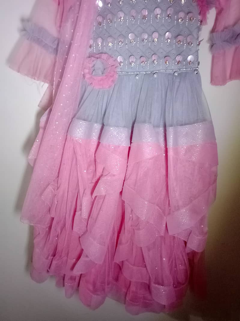 Long frock for 10 to 11 year old girl in grey and pink 4