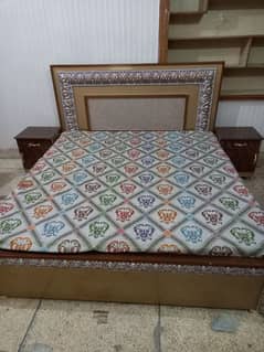 Double Bed with Two side tables and double mattress 5i inches